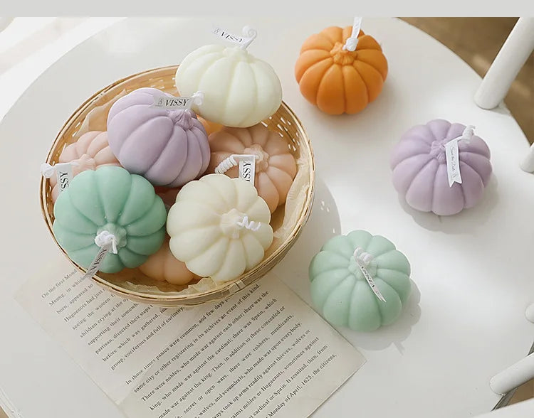 Popular Nordic Style Pumpkin Scented Candles Home Decoration 3D Fragrance Candles Soy Wax Aromatherapy Birthday Candles Gift