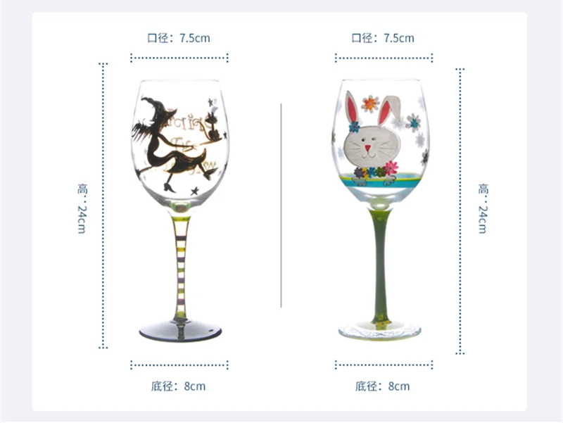 Europe Creative Hand Painted Wine Glass Cup Crystal Goblet Fashion Personality Birthday Gifts Home Bar Hotel Party Drinking Ware