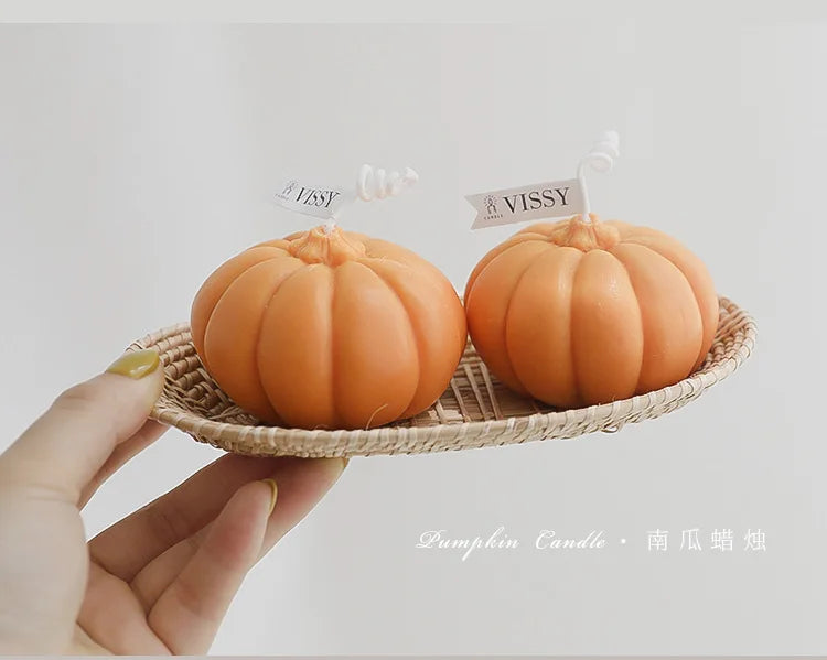 Popular Nordic Style Pumpkin Scented Candles Home Decoration 3D Fragrance Candles Soy Wax Aromatherapy Birthday Candles Gift