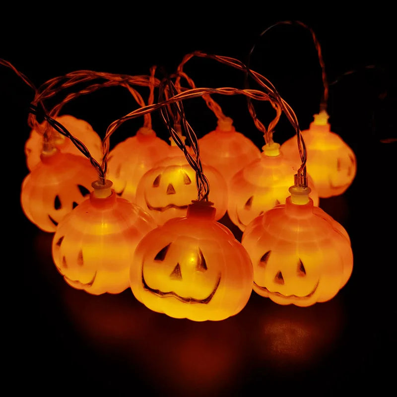 1.5M 10LED Halloween String Lights Pumpkin Ghost Spider Skeletons Lamp Ornament for Home Bar Halloween Party Horror Decoration