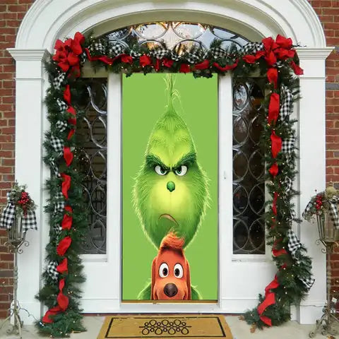 Nightmare Before Christmas Outdoor Decorations Christmas Door Cover Decorative Hanging Cloth Holiday Party Atmosphere Curtain