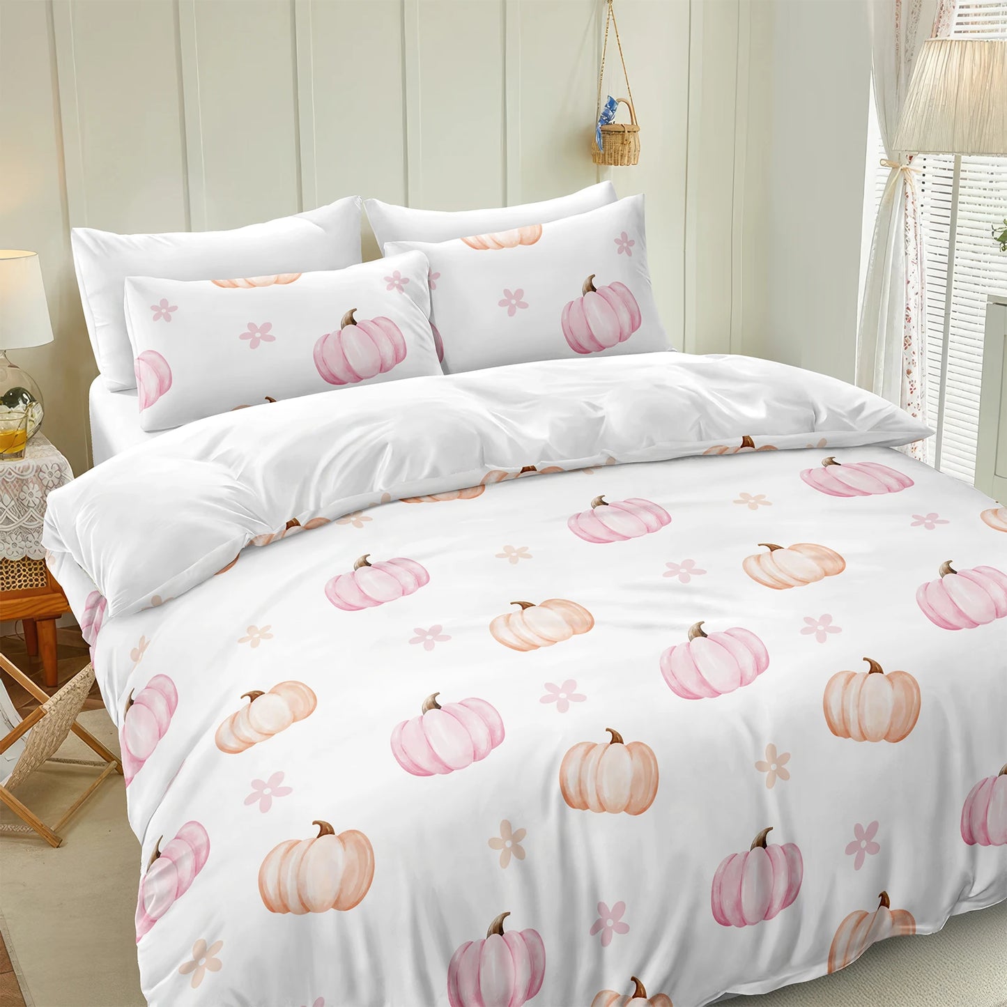 Halloween Duvet Cover Set Pumpkin Expression Comforter Cover Pumpkin Bedding Set 3PCS Microfiber Ghost Quilt Cover NO Comforter