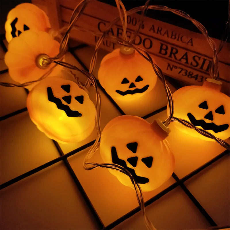 1.5M 10LED Halloween String Lights Pumpkin Ghost Spider Skeletons Lamp Ornament for Home Bar Halloween Party Horror Decoration