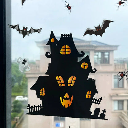 3Sheets Halloween Bat Ghost Tree Pumpkin DIY Glass Sticker Haunted House Electrostatic Stickers Supplies Home Party Window Decor