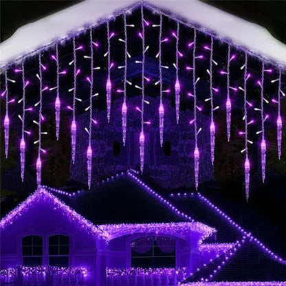 Christmas Outdoor Lights Street Garland Winter Led Icicle Curtain Lights for House New Year Christmas Decoration 2024 Fairy Lamp