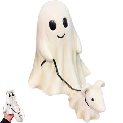 15/25CM Halloween Ghost Walking Dog Statue Resin Halloween Figurine Halloween Decoration Ornament Holiday Gift For Boy Girl