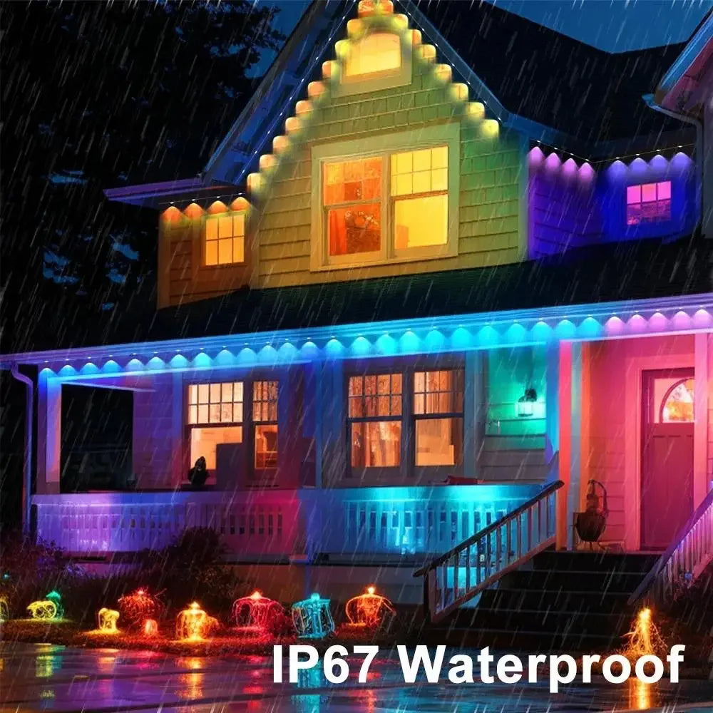 30M RGB Eaves LED Lights Smart Permanent Outdoor Lights String APP Bluetooth holiday Christmas Lights Full House Party