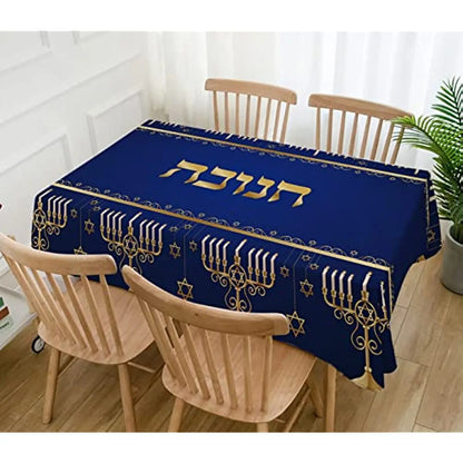 Hanukkah Linen Tablecloth Hebrew Jewish Hanukkah Menorah Party Decor Kitchen Table Decoration Home Accessories Table Placemats