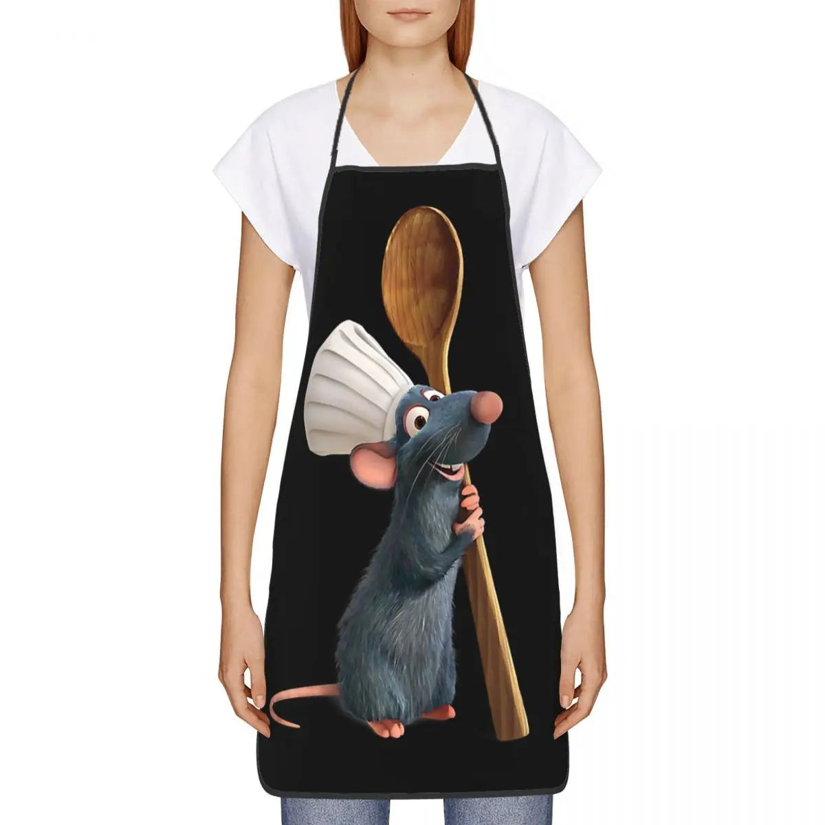 Unisex Ratatouille Chef Remy With Spoon Apron Adult Women Men Chef Tablier Cuisine For Kitchen Cooking Animated Film Painting