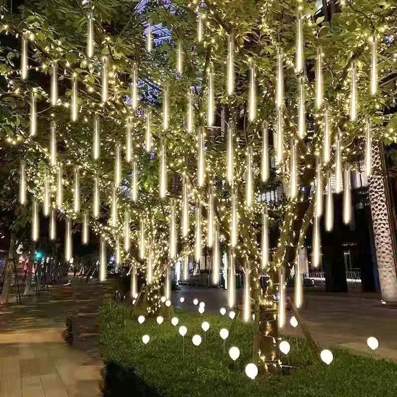 LED Meteor Shower String Lights EU/US Plug Fairy Halloween Christmas Holiday Wedding Decor Christmas Tree Garden Decor Navidad