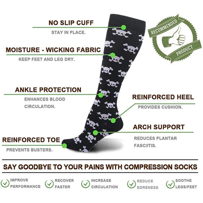 Compression Socks Pumpkin Skull Multiple Patterns Halloween Socks Men Women Outdoor Basketball Running Hiking Sports Socks Gifts