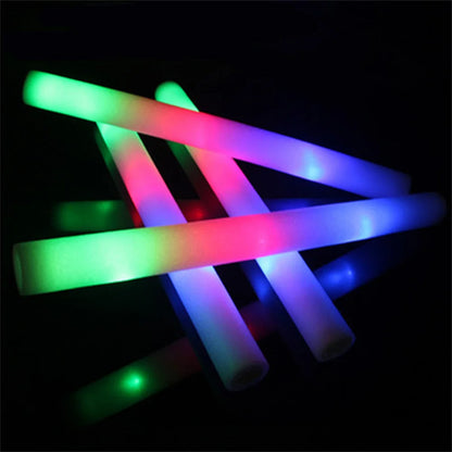 10/100Pcs LED Glow Sticks Bulk Colorful RGB Glow Foam Stick Cheer Tube Dark Light For Xmas Birthday Wedding Party Supplies