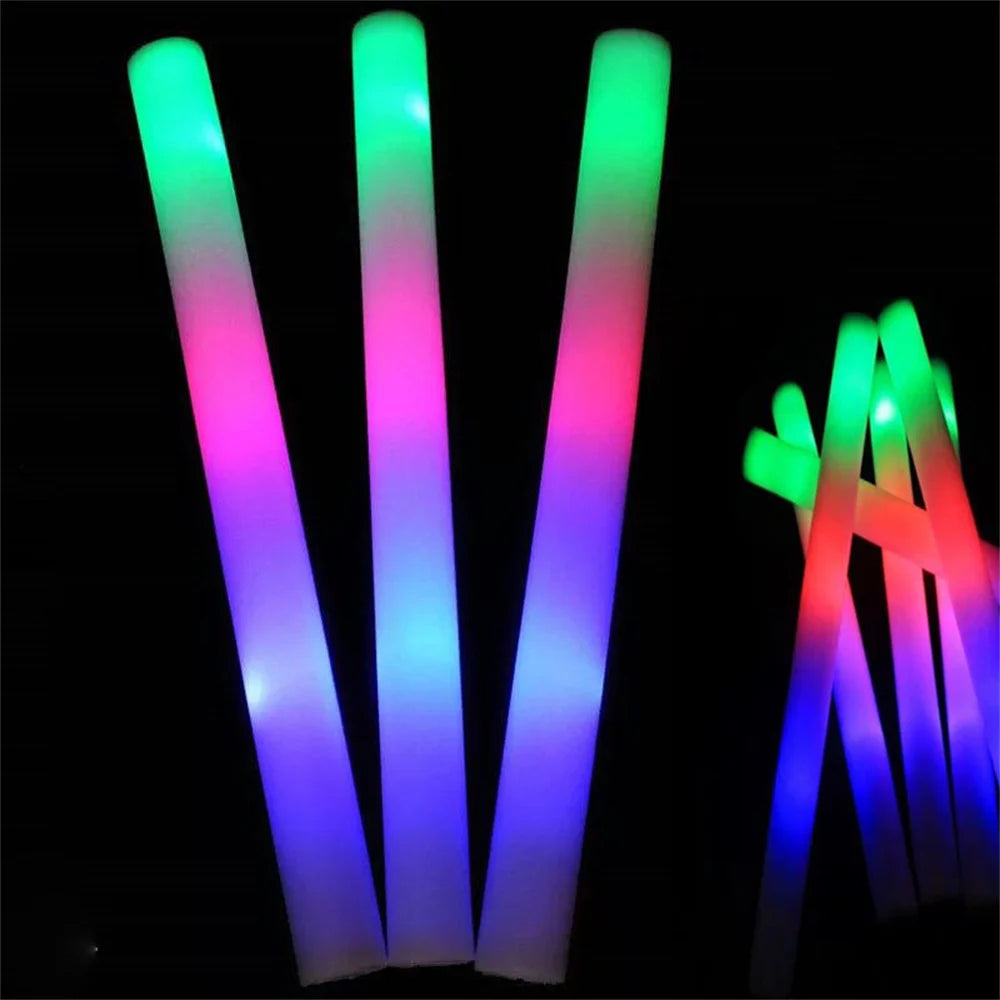 10/100Pcs LED Glow Sticks Bulk Colorful RGB Glow Foam Stick Cheer Tube Dark Light For Xmas Birthday Wedding Party Supplies