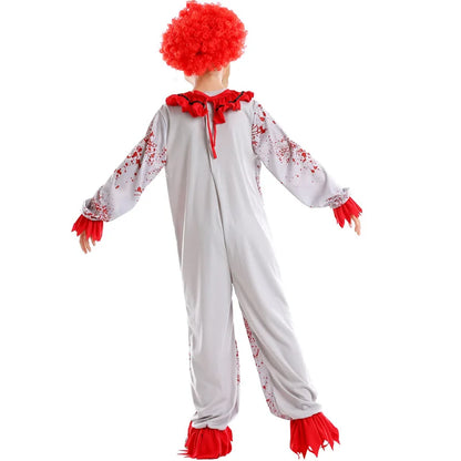 Fantasia Purim Halloween Costumes for Child Kids Boys Scary Creepy Bloody Killer Circus Clown Jester Costume Cosplay