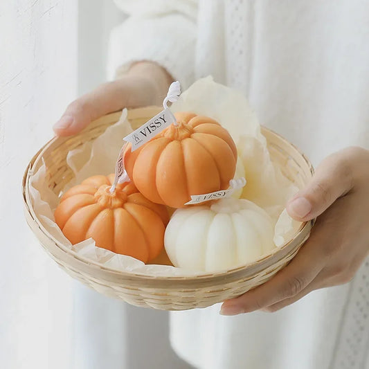 Popular Nordic Style Pumpkin Scented Candles Home Decoration 3D Fragrance Candles Soy Wax Aromatherapy Birthday Candles Gift