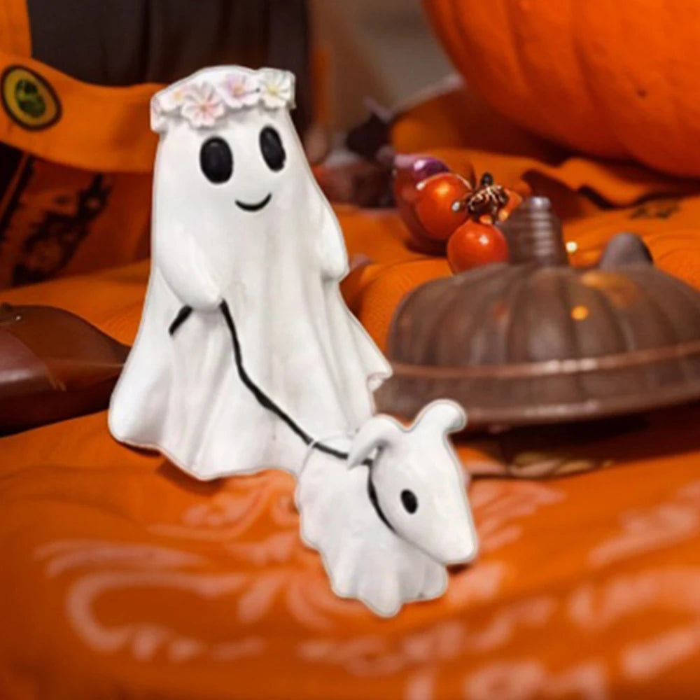 15/25CM Halloween Ghost Walking Dog Statue Resin Halloween Figurine Halloween Decoration Ornament Holiday Gift For Boy Girl