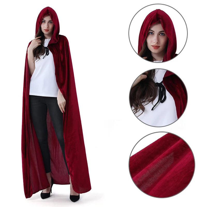 Halloween Cloaks Gothic Hooded Capes Cosplay Vampire Reaper Costumes Long Dress Coat Witchcraft Cape