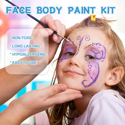 26 Color Body Face Painting Kit with Brush UV Fluorescent Face Makeup Palette,Halloween Carnival Artist Cosplay Art Party Makeup