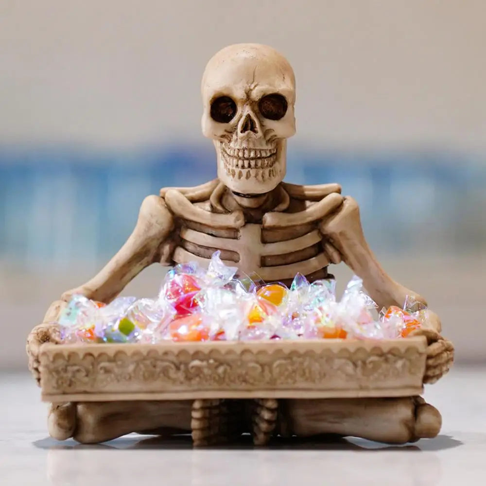 Skull Candy Dish | Halloween Skeleton Serving Tray | Halloween Resin Skeleton Candy Dishes Snack Tray Tabletop Storage Bowl