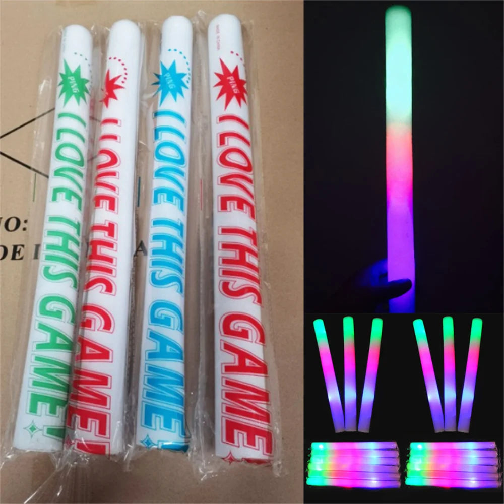 10/100Pcs LED Glow Sticks Bulk Colorful RGB Glow Foam Stick Cheer Tube Dark Light For Xmas Birthday Wedding Party Supplies