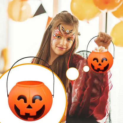 Halloween LuminousPumpkin Bucket Portable Pumpkin Candy Jar Reusable Halloween Trick-or-treat Bucket Halloween Party Supplies