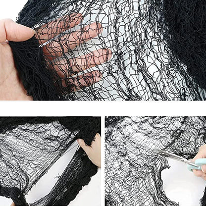 Creepy Cloth for Halloween Decoration Scary Party Scene Prop Horror House Window Table Door Net Black Yarn Cloth Halloween Gauze