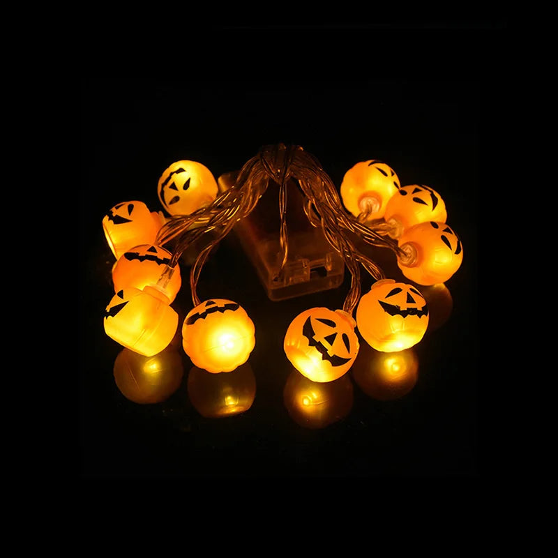 1.5M 10LED Halloween String Lights Pumpkin Ghost Spider Skeletons Lamp Ornament for Home Bar Halloween Party Horror Decoration