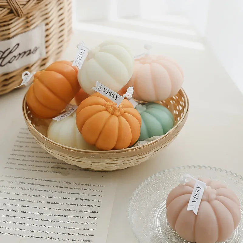 Popular Nordic Style Pumpkin Scented Candles Home Decoration 3D Fragrance Candles Soy Wax Aromatherapy Birthday Candles Gift