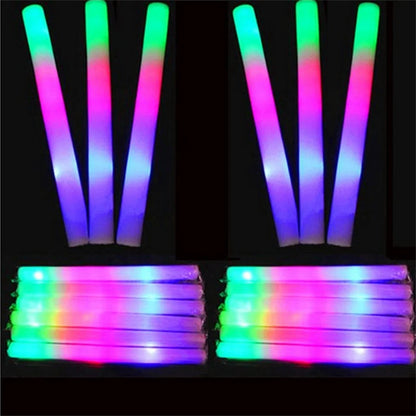 10/100Pcs LED Glow Sticks Bulk Colorful RGB Glow Foam Stick Cheer Tube Dark Light For Xmas Birthday Wedding Party Supplies