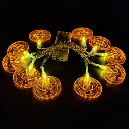 1.5M 10LED Halloween String Lights Pumpkin Ghost Spider Skeletons Lamp Ornament for Home Bar Halloween Party Horror Decoration