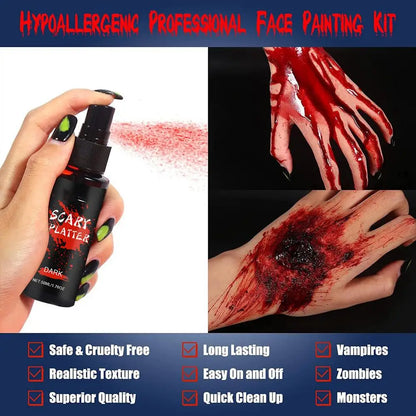 Halloween Fake Blood Inedible Fake Blood Spray 1.76oz  Dripping Blood 1.76oz SFX Blood Party Supplies For Adults Washable