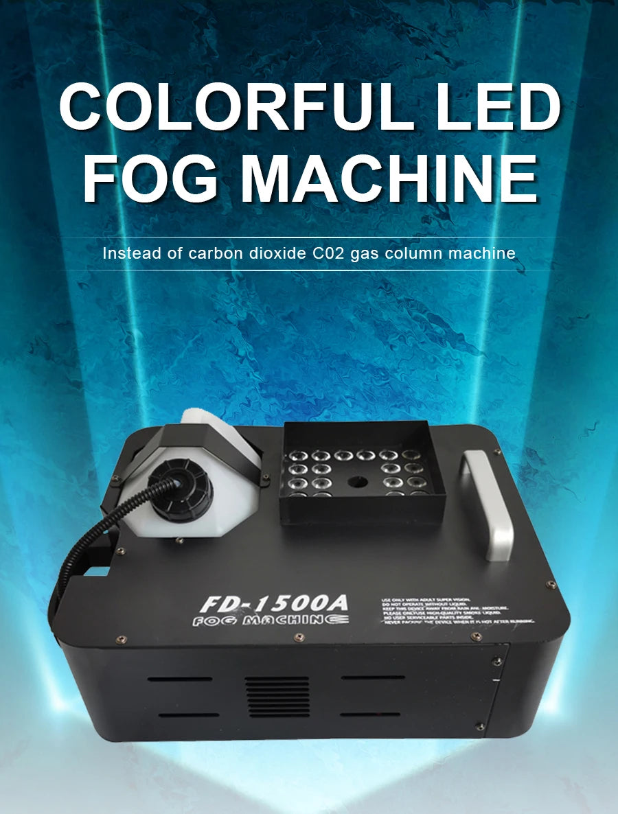 1500W Fog Smoke Machine DMX RGB 24LED Stage Light Effect Vertical Sprayer Remote