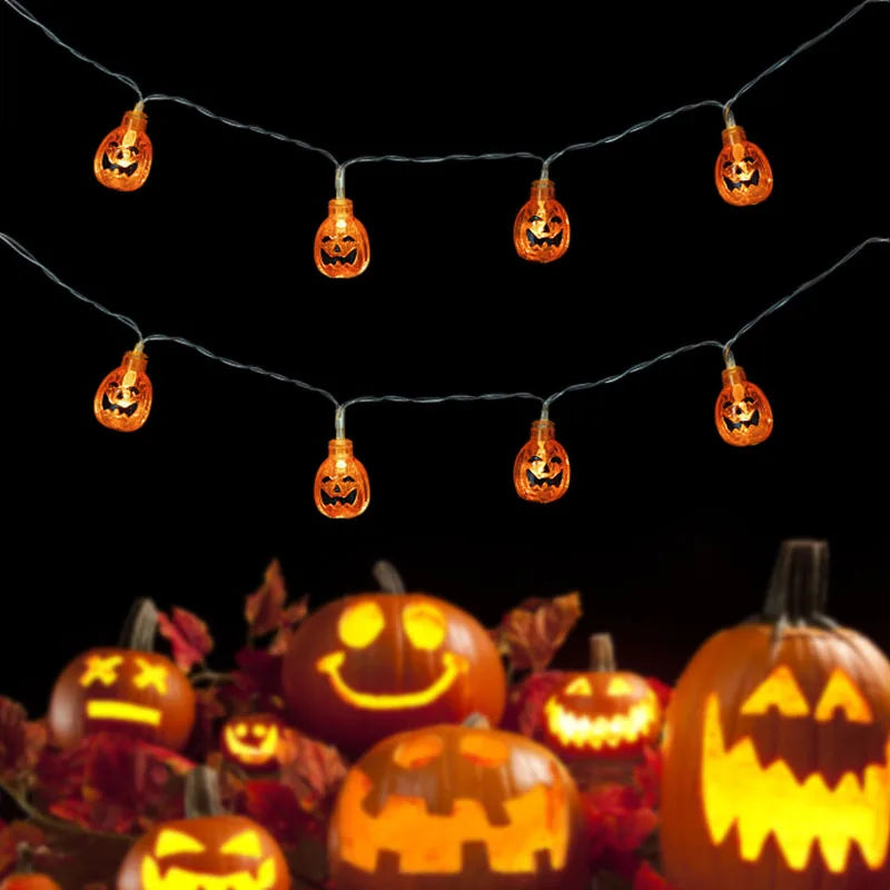 1.5M 10LED Halloween String Lights Pumpkin Ghost Spider Skeletons Lamp Ornament for Home Bar Halloween Party Horror Decoration