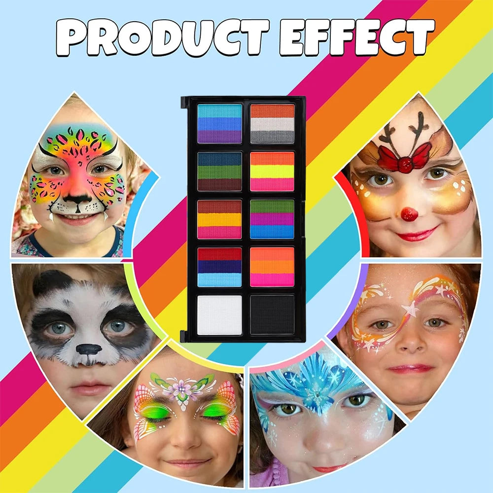 26 Color Body Face Painting Kit with Brush UV Fluorescent Face Makeup Palette,Halloween Carnival Artist Cosplay Art Party Makeup