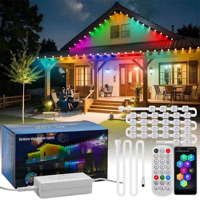 30M RGB Eaves LED Lights Smart Permanent Outdoor Lights String APP Bluetooth holiday Christmas Lights Full House Party