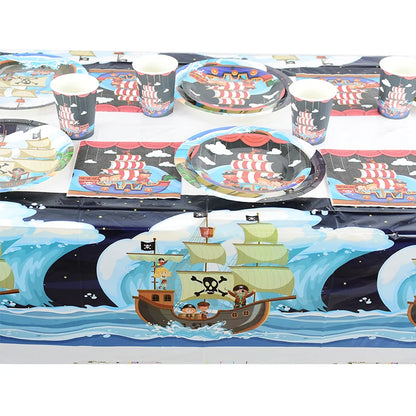 Pirate Ship Theme Sets Birthday Decorations Halloween Party Disposable Tableware Paper Napkins Cups Plates Tablecloths Supplies