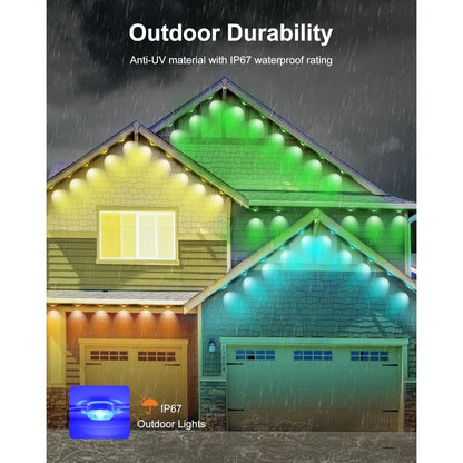 Permanent Outdoor Lights for House, 100ft Smart RGBIC Outside Lights with 72 Scene Modes, IP67 Waterproof Eaves Lights