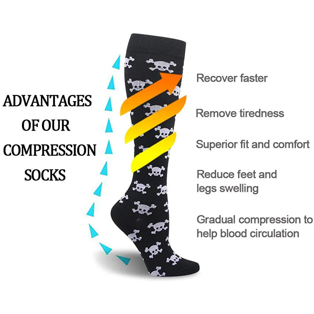 Compression Socks Pumpkin Skull Multiple Patterns Halloween Socks Men Women Outdoor Basketball Running Hiking Sports Socks Gifts