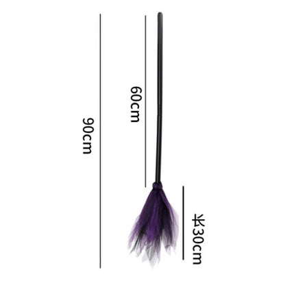 1PC 90*15cm Halloween Party Witch Broom Kids Plastic Cosplay Flying Broomstick Props For Masquerade Halloween Cosplay