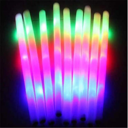 10/100Pcs LED Glow Sticks Bulk Colorful RGB Glow Foam Stick Cheer Tube Dark Light For Xmas Birthday Wedding Party Supplies