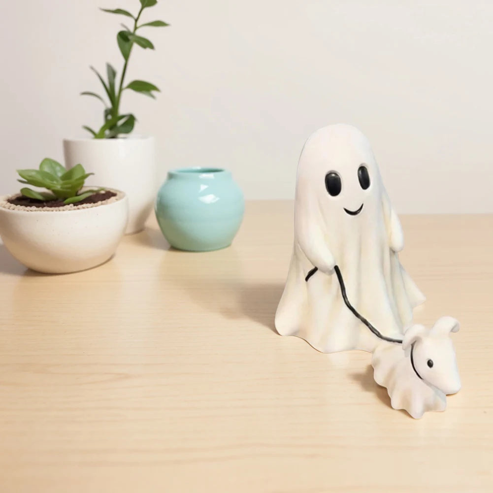 15/25CM Halloween Ghost Walking Dog Statue Resin Halloween Figurine Halloween Decoration Ornament Holiday Gift For Boy Girl