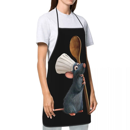 Unisex Ratatouille Chef Remy With Spoon Apron Adult Women Men Chef Tablier Cuisine For Kitchen Cooking Animated Film Painting