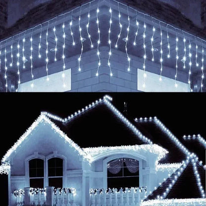 Christmas Outdoor Lights Street Garland Winter Led Icicle Curtain Lights for House New Year Christmas Decoration 2024 Fairy Lamp