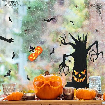 3Sheets Halloween Bat Ghost Tree Pumpkin DIY Glass Sticker Haunted House Electrostatic Stickers Supplies Home Party Window Decor