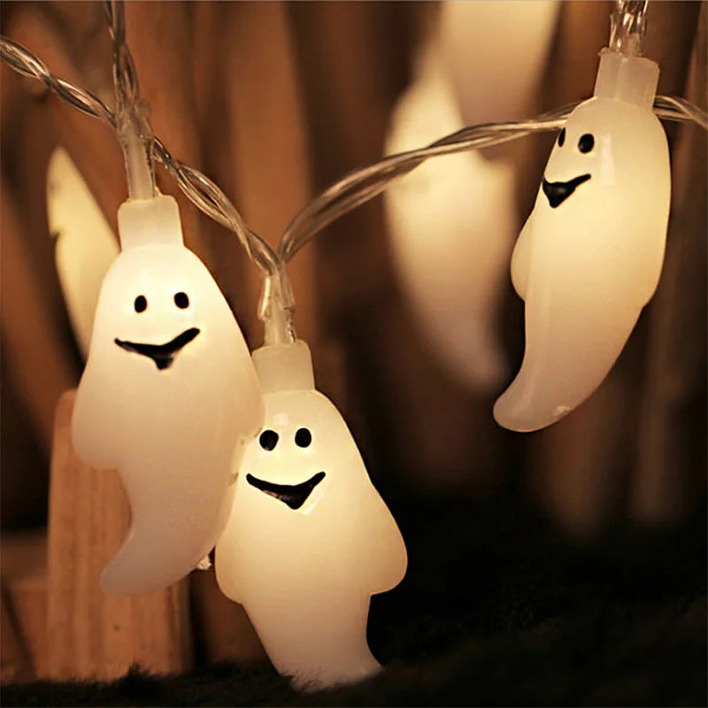 1.5M 10LED Halloween String Lights Pumpkin Ghost Spider Skeletons Lamp Ornament for Home Bar Halloween Party Horror Decoration