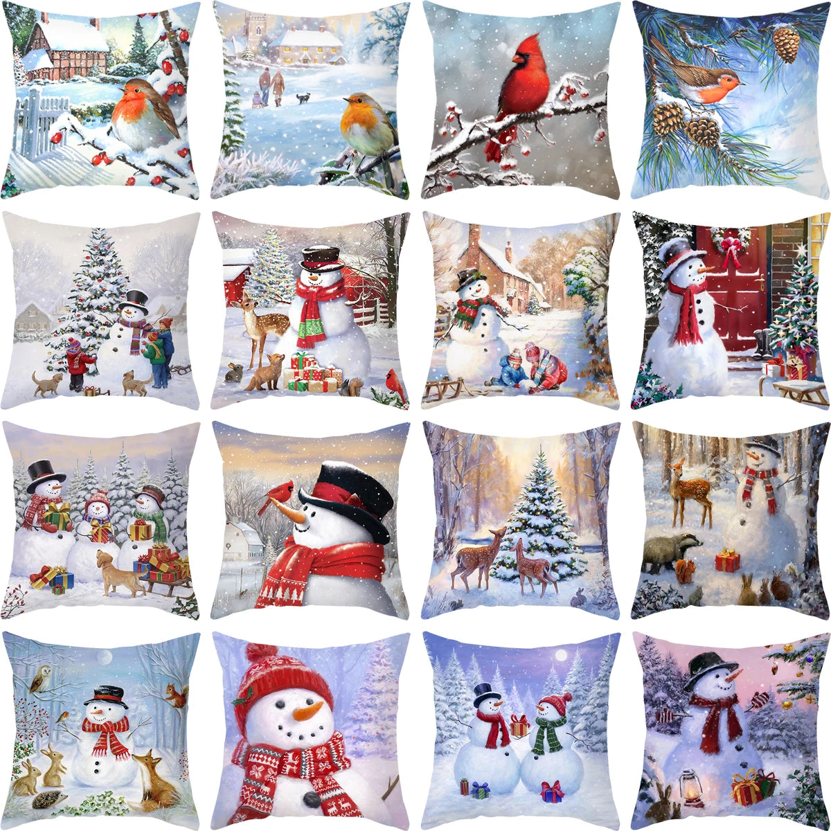 Christmas Cushion Cover Merry Christmas Decorations For Home 2024 Cristmas Ornament Pillow Case Xmas Navidad Gifts New Year 2025