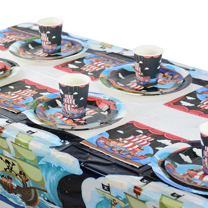 Pirate Ship Theme Sets Birthday Decorations Halloween Party Disposable Tableware Paper Napkins Cups Plates Tablecloths Supplies