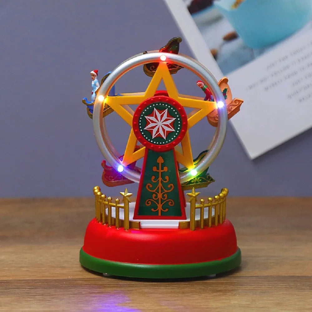 Christmas Music Glowing Carousel Ferris Wheel Christmas Tree Children's Room Party Night Light Decoration Products Home Gifts