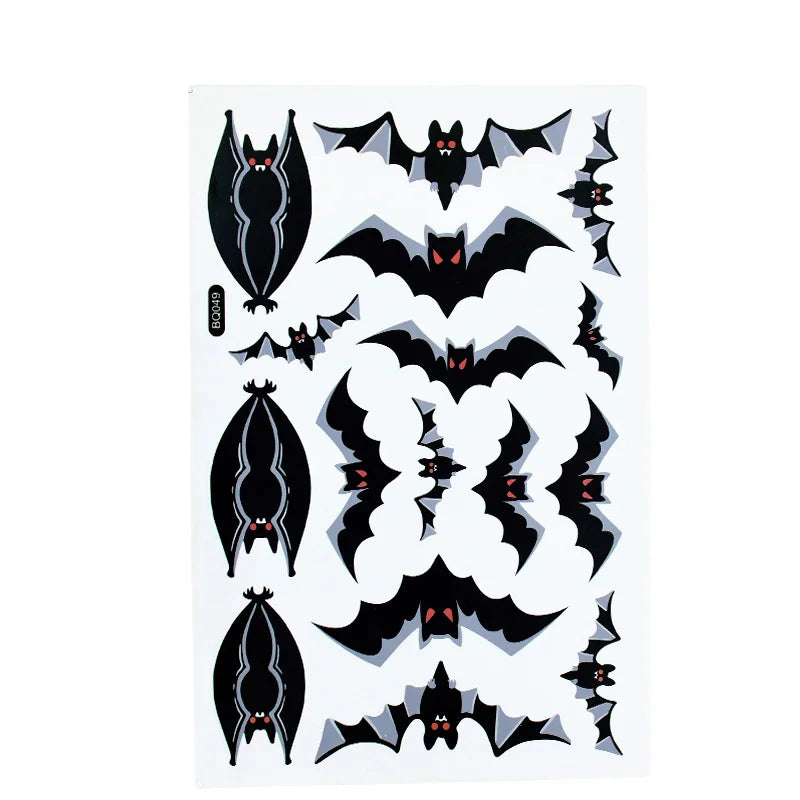 3Sheets Halloween Bat Ghost Tree Pumpkin DIY Glass Sticker Haunted House Electrostatic Stickers Supplies Home Party Window Decor