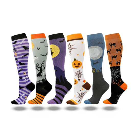 Compression Socks Pumpkin Skull Multiple Patterns Halloween Socks Men Women Outdoor Basketball Running Hiking Sports Socks Gifts